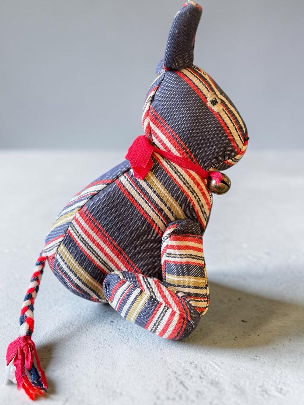 Toy donkey, handmade and well loved, about 50 years old